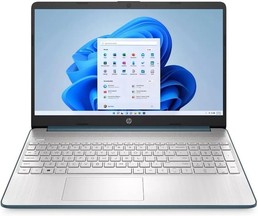 HP 15 Slim Laptop Intel i3 8GB RAM 256GB SSD 15.6in Ocean Blue (Renewed)