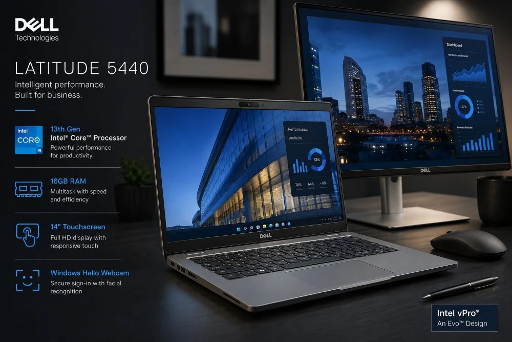 Dell Latitude 5440 Touchscreen 13th Gen Intel vPro i5-1345U 14" Business Laptop | 16GB, HD Webcam