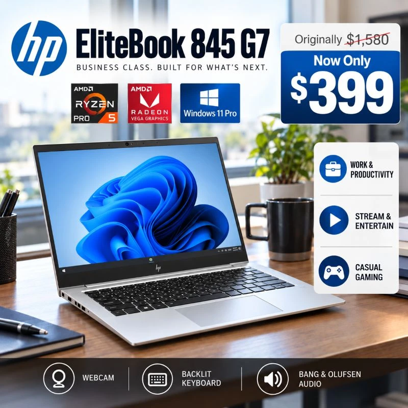 HP Ryzen 5 Laptop, AMD Ryzen 5 PRO 4650U, 8GB DDR4 RAM, 256GB SSD