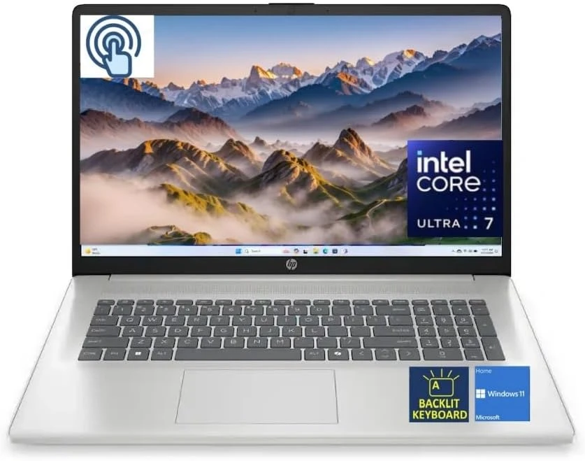 HP 17.3" HD Touchscreen Laptop, Intel Core Ultra 7 255U, 16GB DDR5 RAM, 1TB SSD, Natural Silver, Renewed