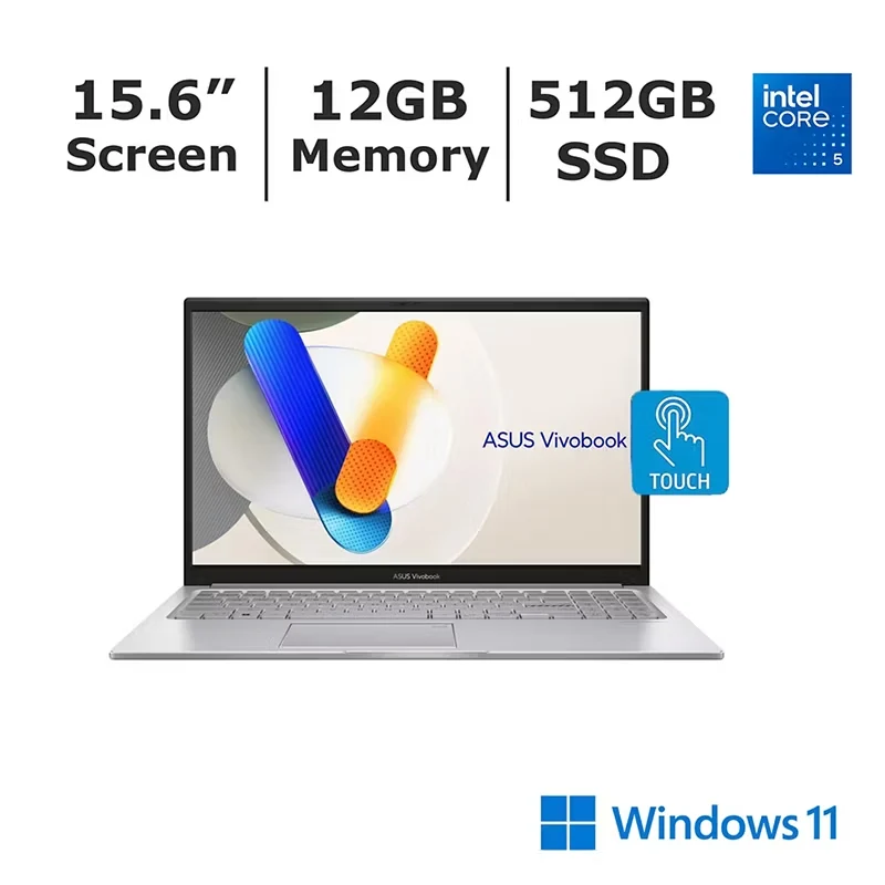 Refurbished (Excellent) - Asus Vivobook F1504VAP-BS54T 15.6 Touchscreen Laptop - Silver (Intel Core 5 120U / 12 GB RAM / 12 GB SSD / Windows 11 Home)