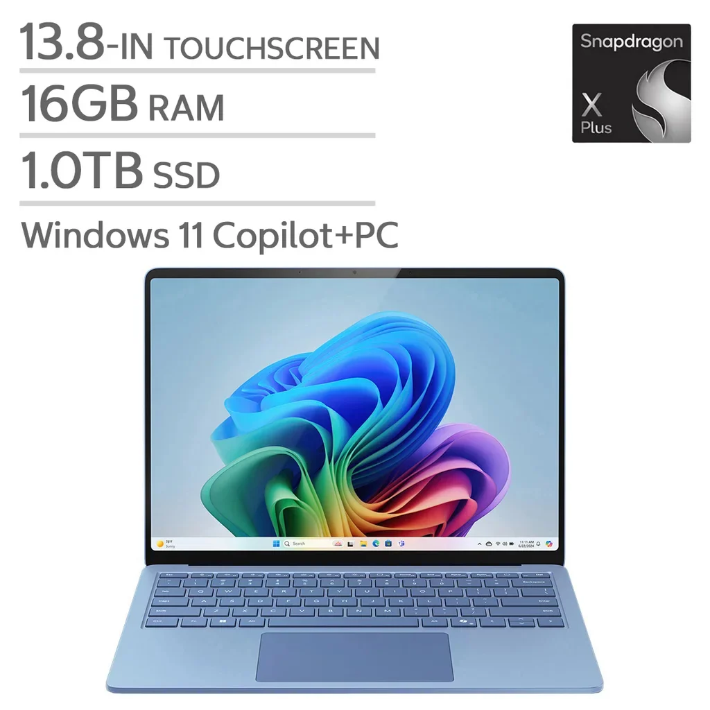 Refurbished (Good) - Microsoft Surface Laptop Copilot+ PC EP2-19289 13.8" Touchscreen Laptop - Blue (Qualcomm Snapdragon X Plus / RAM / 1TB SSD / Windows 11 Home)
